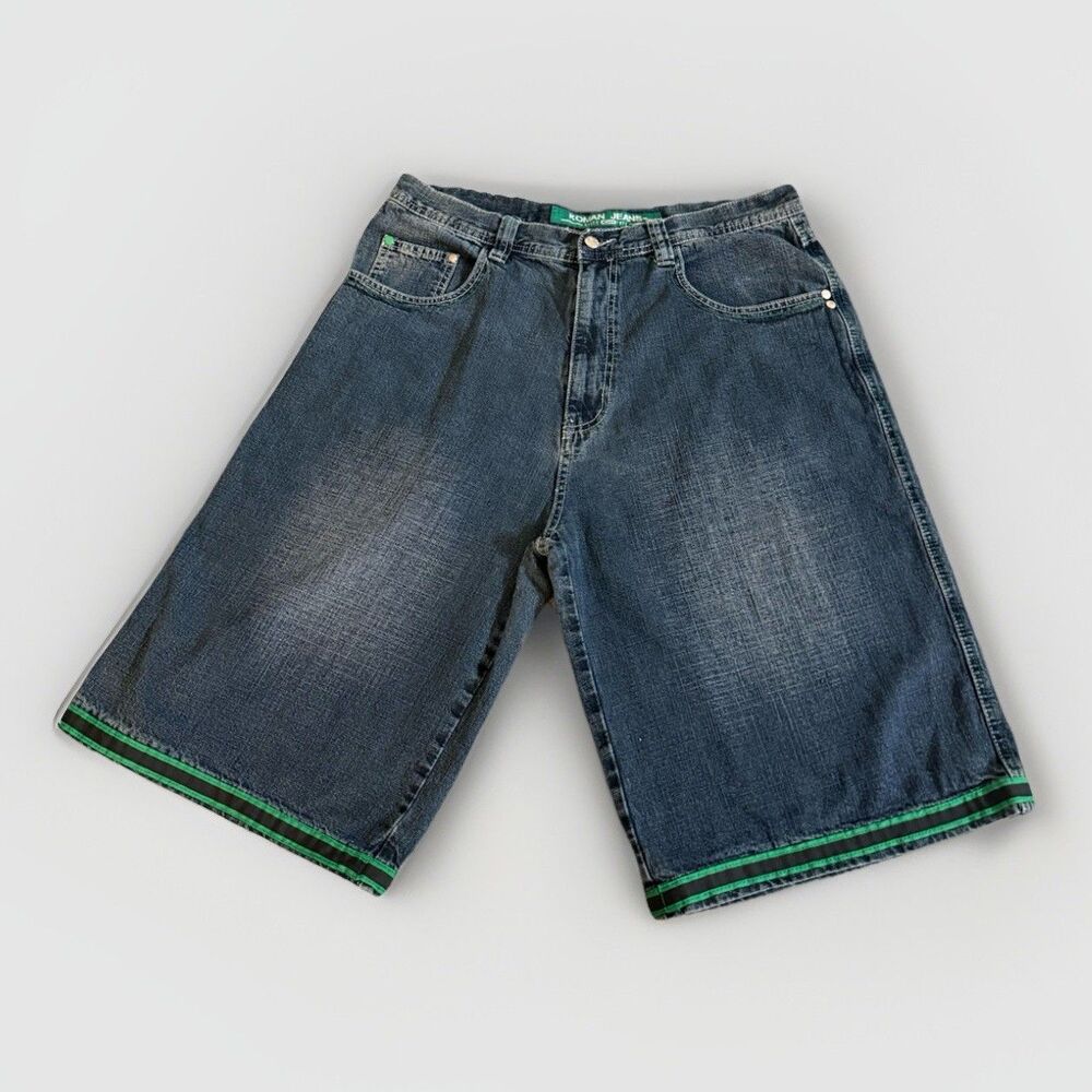 Koman Jeans Men’s Denim Shorts Size 36 Embroidered Pocket Y2K Streetwear 2000s